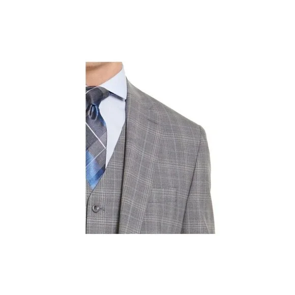 MICHAEL KORS Mens Airsoft Gray Plaid Performance Stretch Blazer 44R/50R
